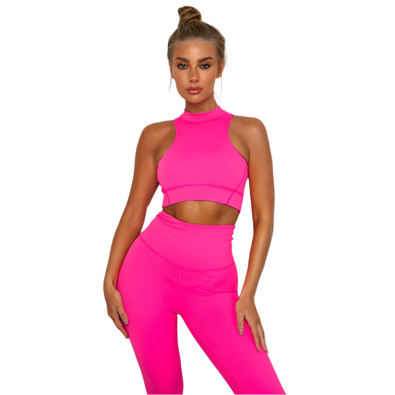 Fitness Suit Women Gym Clothing Dry Fit Yoga Set Sportswear Woman Workout Clothes Vest Legging Kit Black Red Green-0