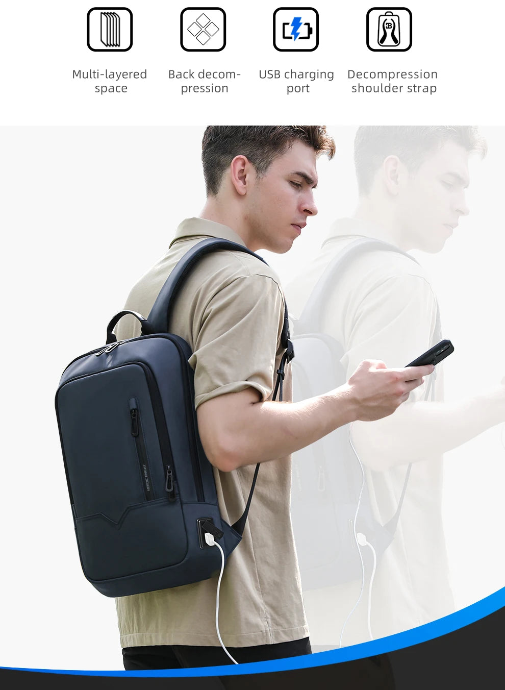 Waterproof Business Backpack for Men - 15.6 Inch Laptop Bag
