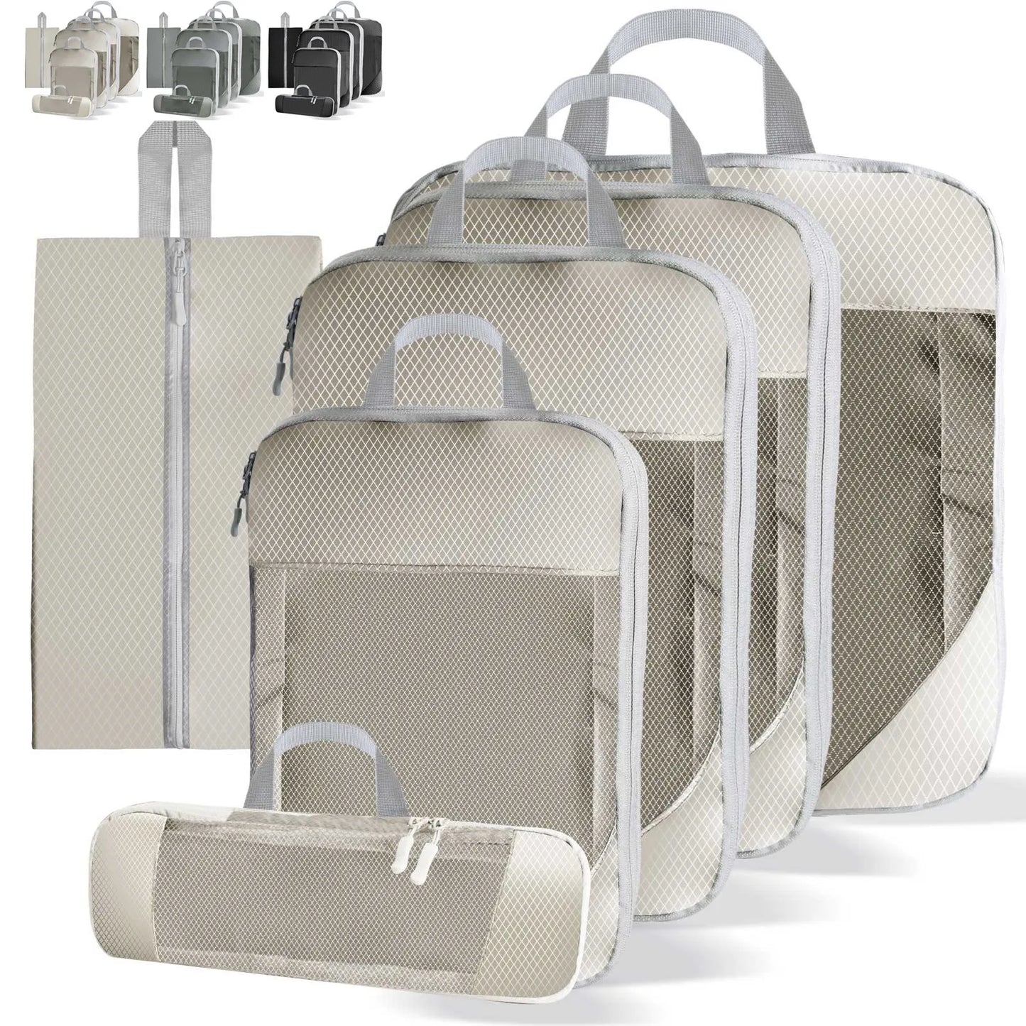 Travel Packing Cubes - 6Pcs Compression Set