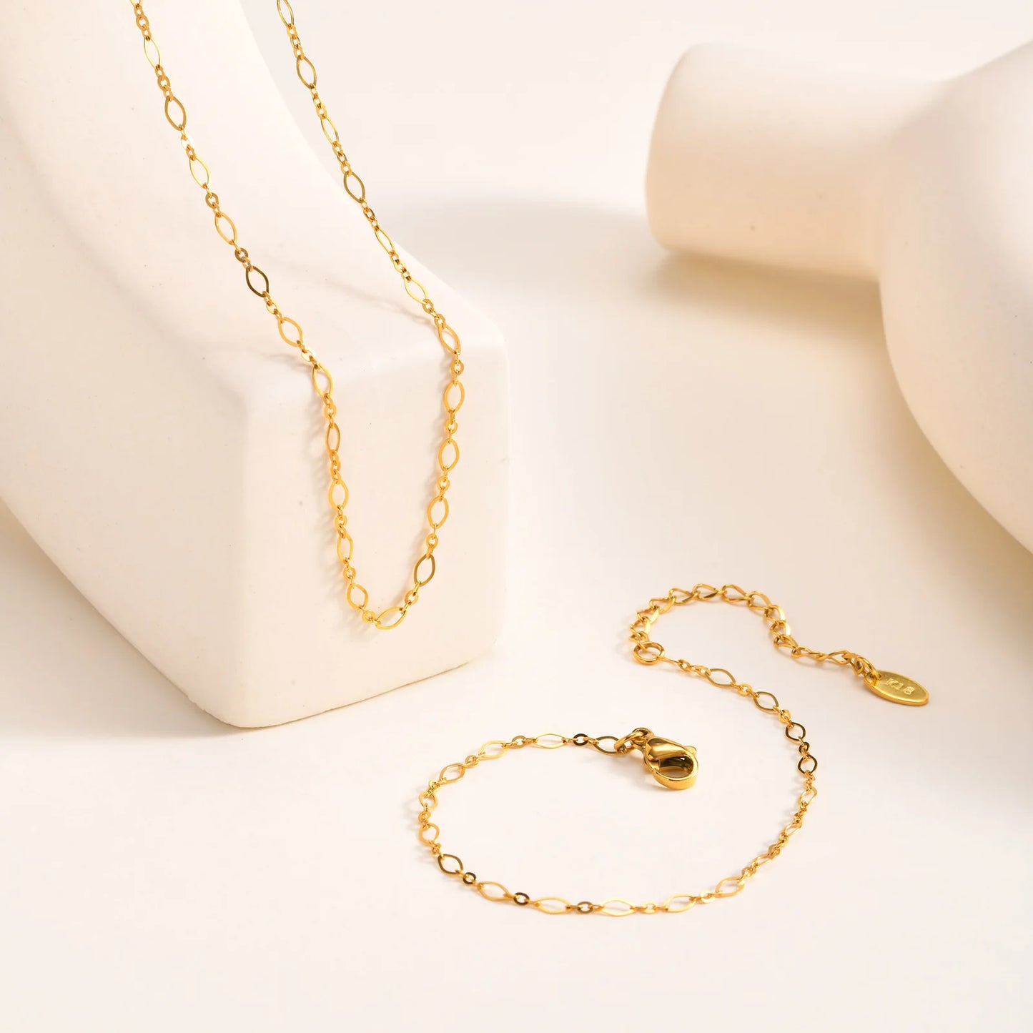 Stainless Steel Chain Jewelry Set - 2.5mm Flat Oval Link