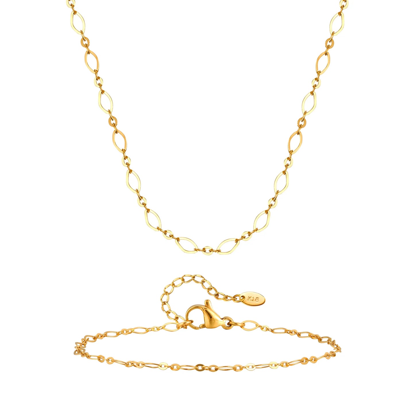Stainless Steel Chain Jewelry Set - 2.5mm Flat Oval Link
