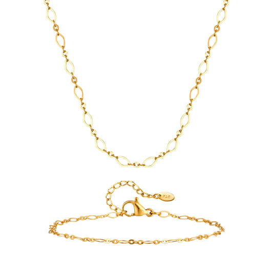 Stainless Steel Chain Jewelry Set - 2.5mm Flat Oval Link