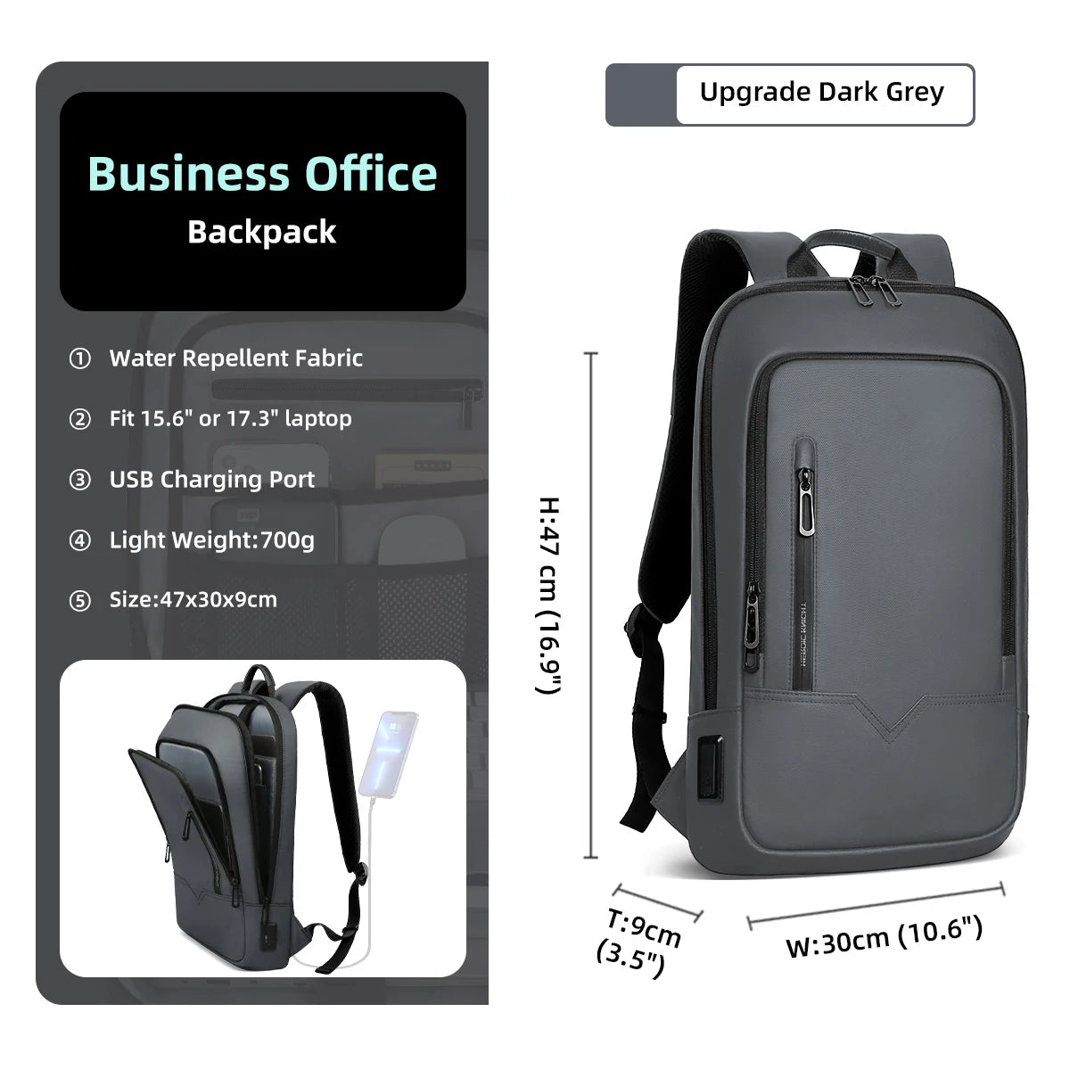 Waterproof Business Backpack for Men - 15.6 Inch Laptop Bag