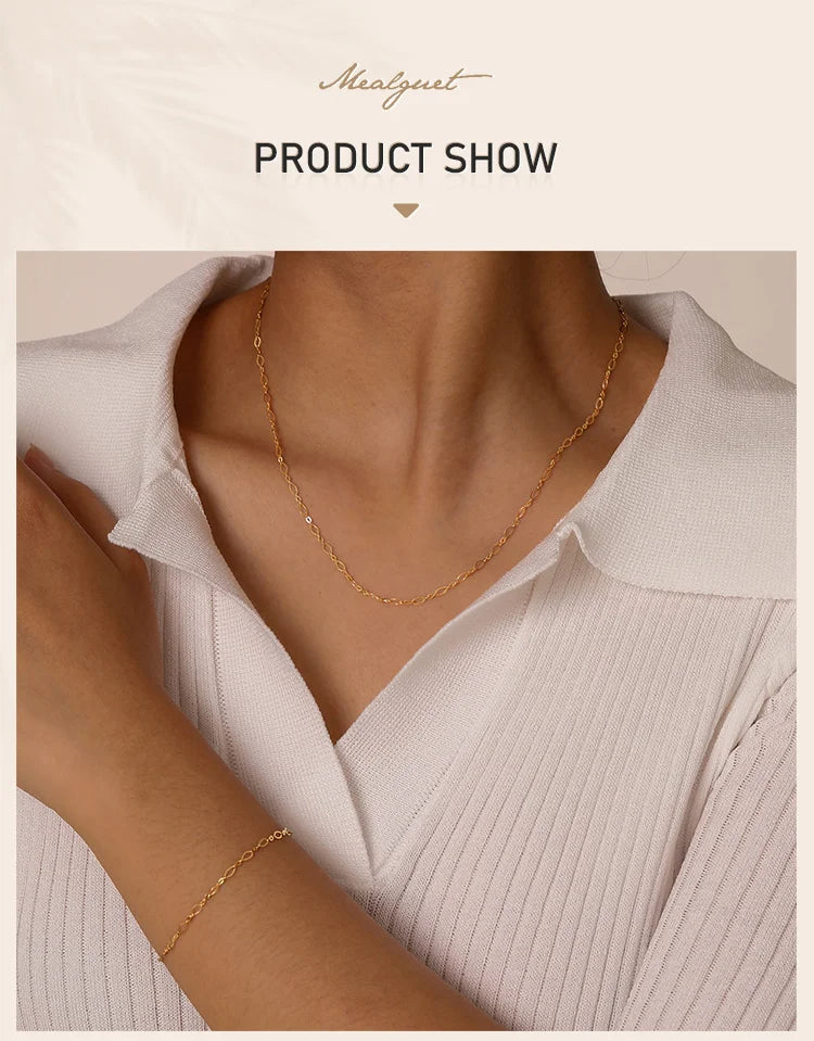 Stainless Steel Chain Jewelry Set - 2.5mm Flat Oval Link