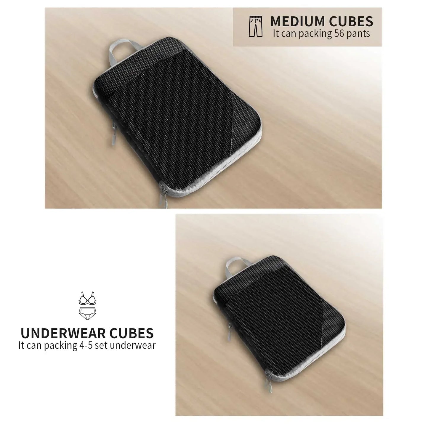 Travel Packing Cubes - 6Pcs Compression Set