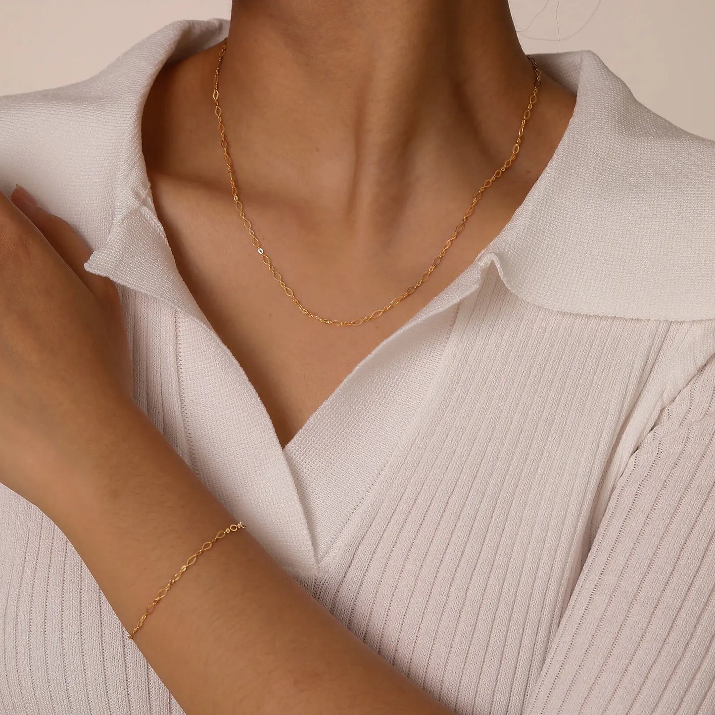 Stainless Steel Chain Jewelry Set - 2.5mm Flat Oval Link