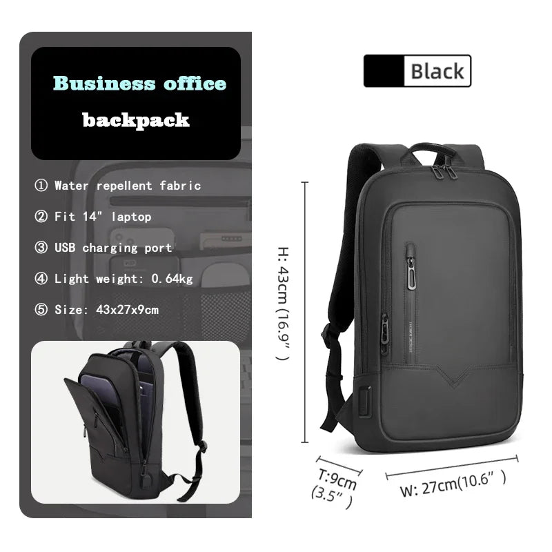 Waterproof Business Backpack for Men - 15.6 Inch Laptop Bag