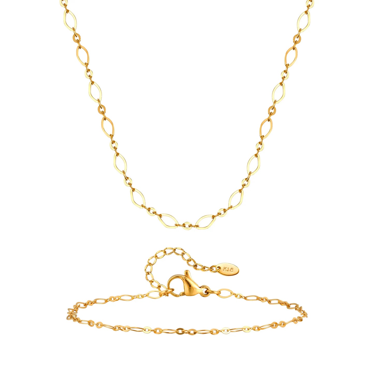 Stainless Steel Chain Jewelry Set - 2.5mm Flat Oval Link