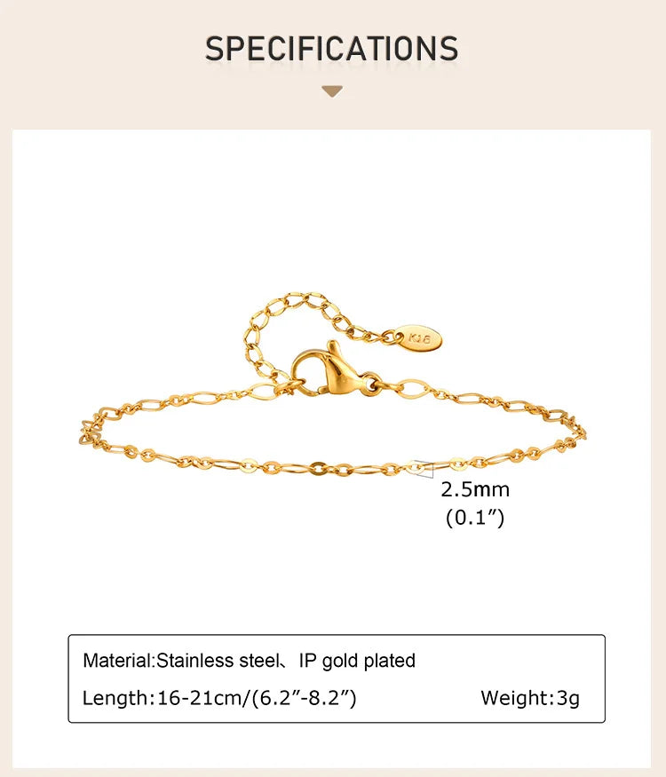 Stainless Steel Chain Jewelry Set - 2.5mm Flat Oval Link