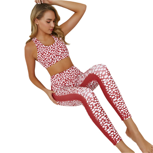 Seamless Dots Print Sports Yoga Set Gym Fitness Tracksuit Fashion Bra Top Leggings Suit Jogging Workout Training Dance Clothing-4