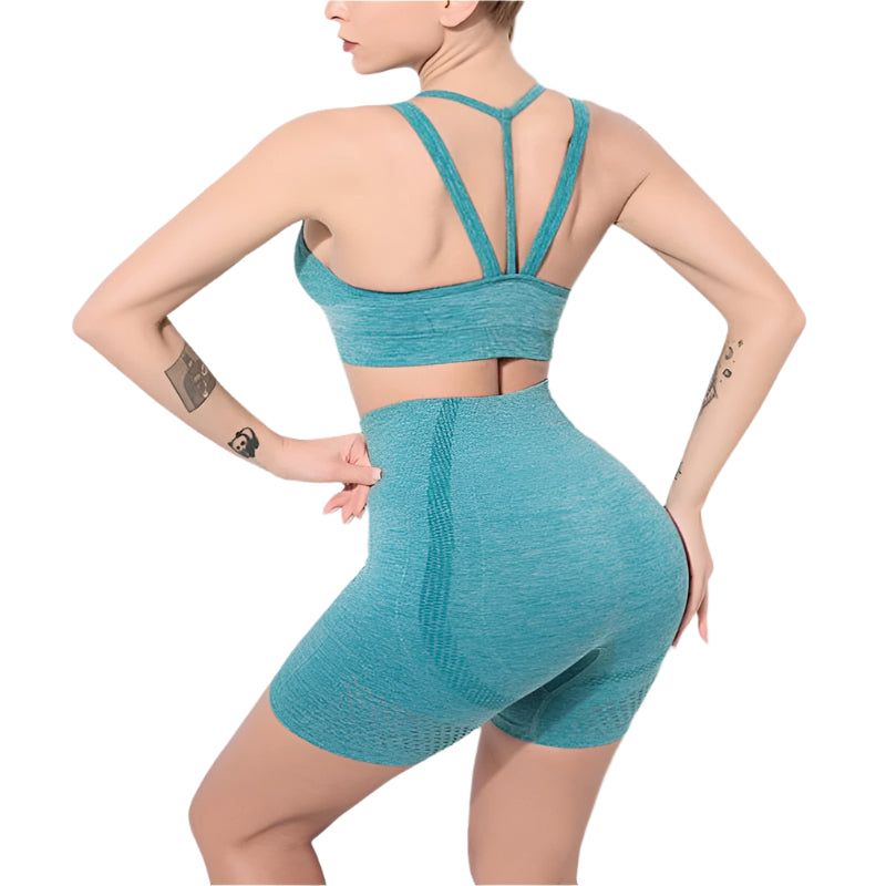 Seamless 2 PCS Yoga Set Fitness Sports Suits Gym Clothing Yoga Bra Crop Top Shorts Workout Running Training Outfits For Women-0